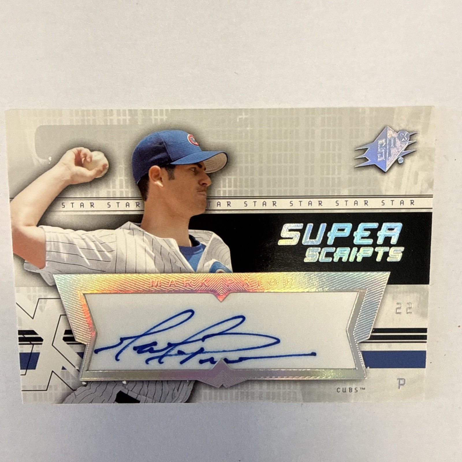 2004 SPx SuperScripts Stars Mark Prior AUTO SU-MP Chicago Cubs Autograph