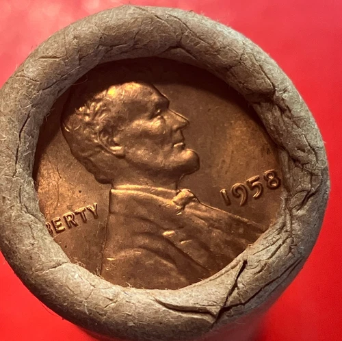 1958-P OBW OLD BANK WRAP ROLL BU UNCIRCULATED LINCOLN WHEAT CENT PENNIES