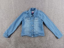 Place Girls 10/12 Denim Jacket Blue Button Up Collared Cotton Blend