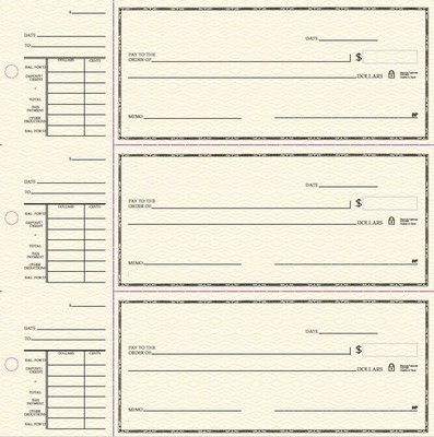 Manual checks desk checks 3 On A Page Compact Size Checks with Side-Tear Voucher