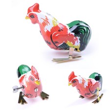 Vintage Wind Up Metal Cock Rooster Animal Clockwork Tin Toy Collectible Gift_AA