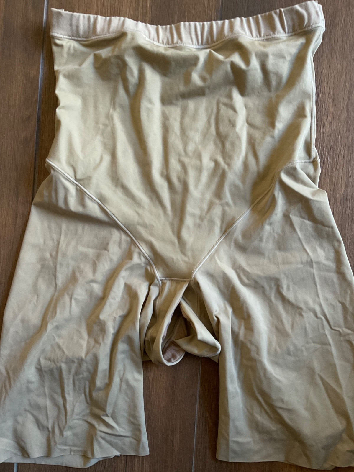 SHINY Vintage Beige Satin Long-Leg Girdle SHAPER Size Small