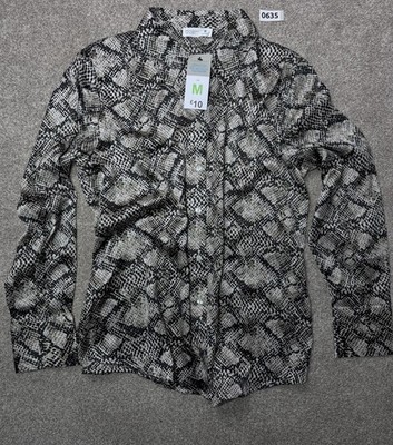 Primark Cares Medium Hemd mit Schlangenmuster und Knopfleiste