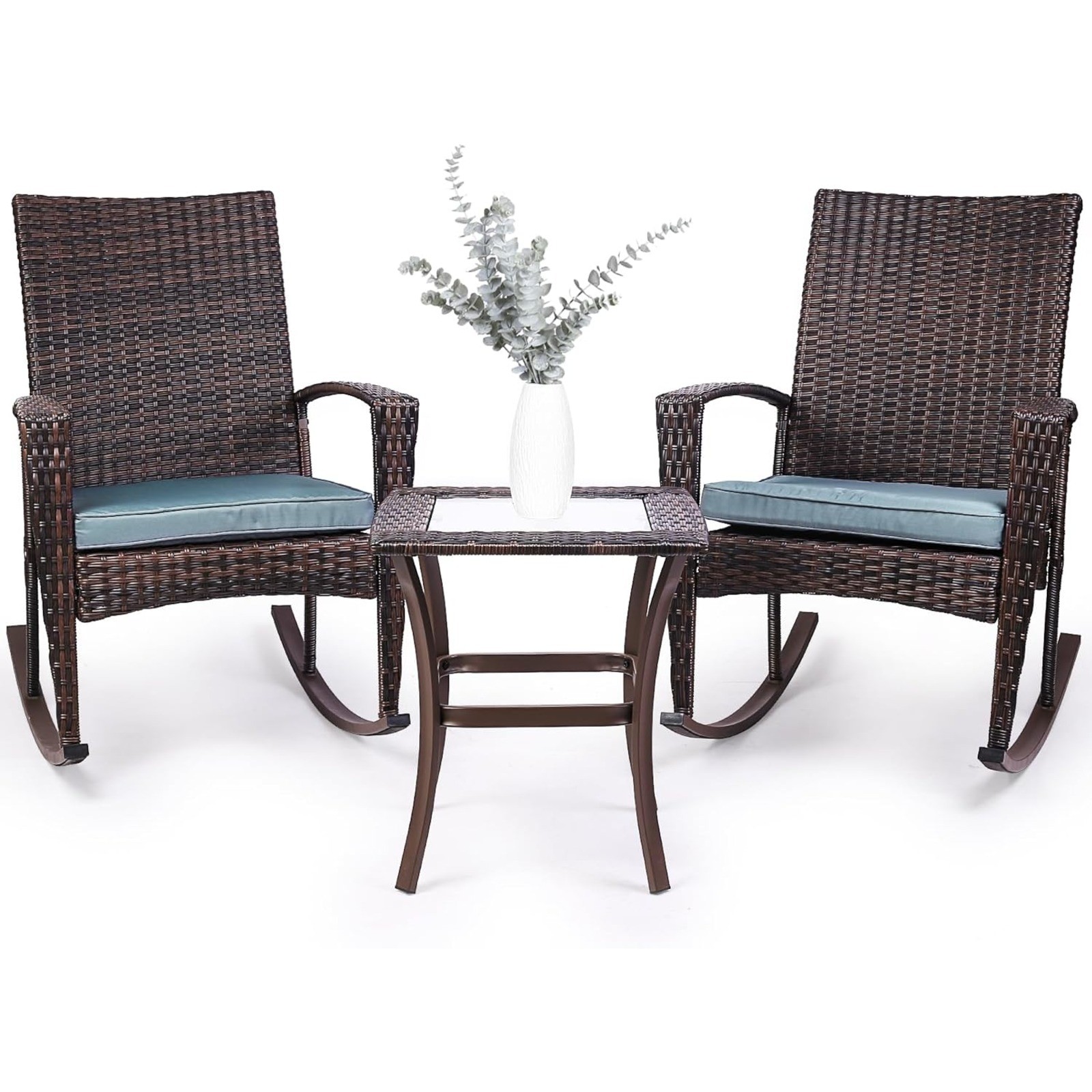 W/cushion Outdoor Patio Rattan Furniture Outdoor Brown