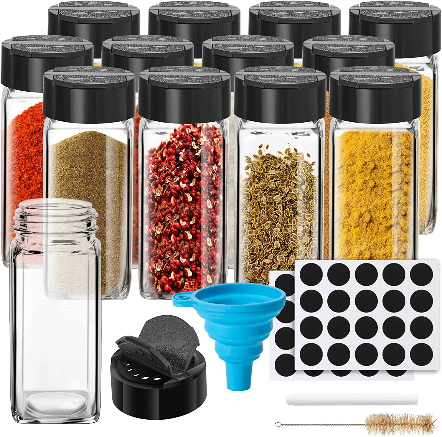 12 Pack Glass Spice Jars with Labels, 4Oz Spices Containers Spice Jars with Blac
Opens in a new wind