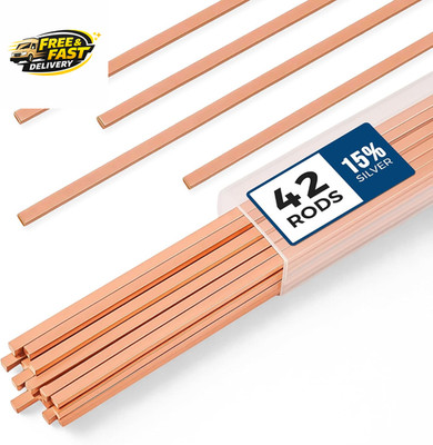 42 Pcs Brazing Rods AWS Bcup-5 15% Silver Solder Phos Copper Brazing Alloy Flat