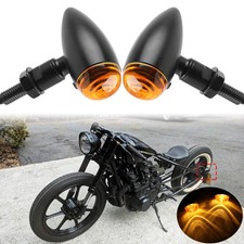 2X Motorrad Blinker E-Geprüft vorn hinten Schwarz für Kawasaki Bobber Chopper