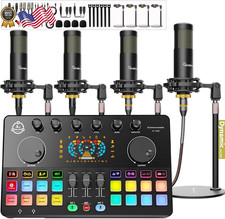 Podcast Equipment Bundle for 4 Audio Interface with 4 Dynamic Microphone 4 ...