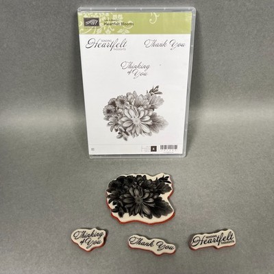 Stampin  Up! Sale-A-Bration Heartfelt Blooms Set of 4 Cling Stamp Set 4 Rubber