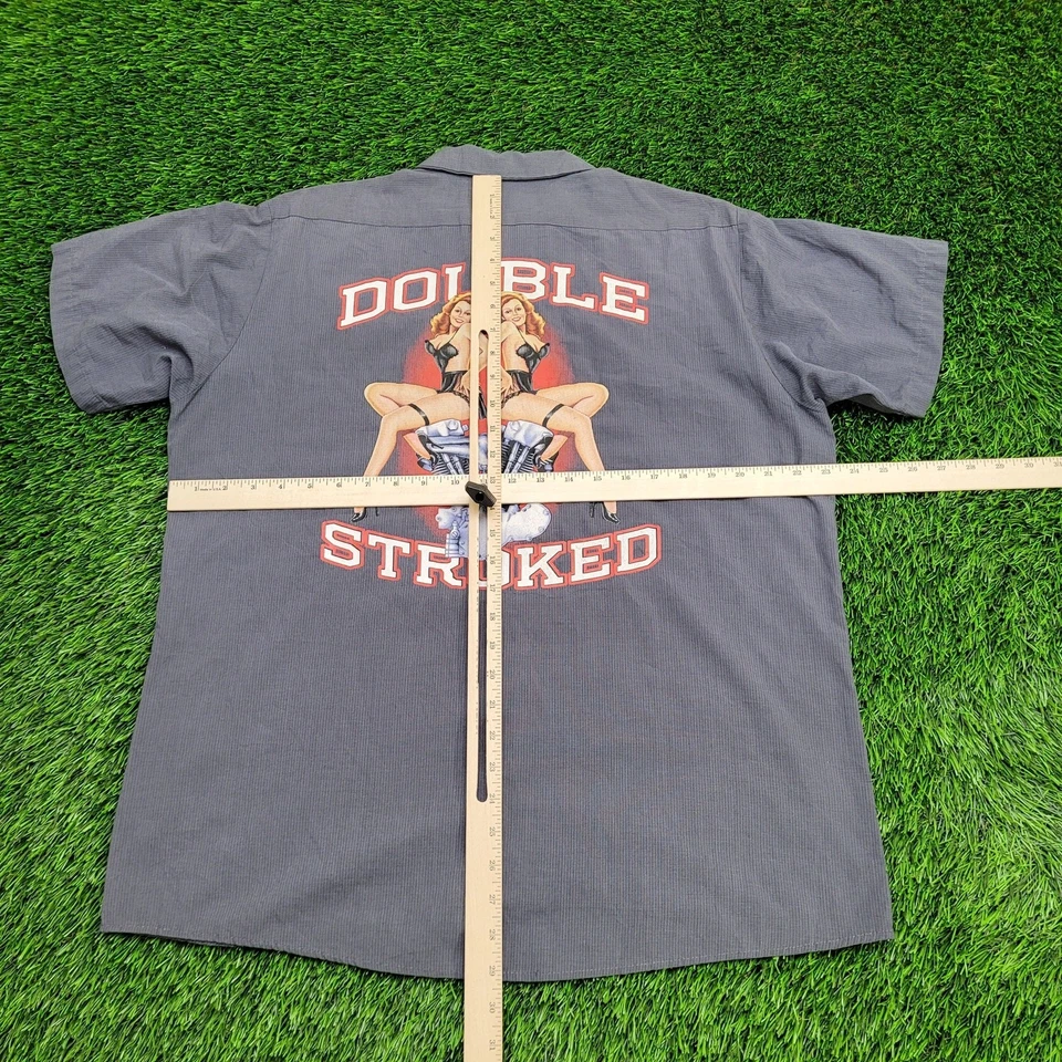 Vintage 90s Biker Button Shirt Large 23x29 Gray Baggy - Image 3 of 4