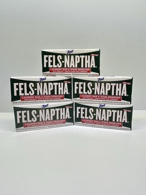 New FELS NAPTHA (5) Laundry Soap Detergent Stain Remover Pre Treating 5 oz Bars