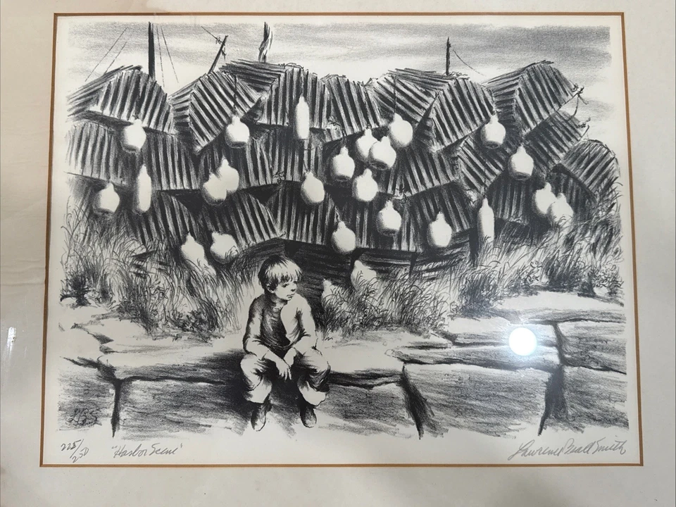 Litografía Original Lawrence Beall Smith Firmada a Lápiz "Escena del Puerto" 225/250 Foto 3 de 4