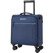 15 In. Navy Toledo Carry on Luggage Softside Expandable Suitcase with Spinner Wh