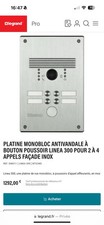 PLATINE MONOBLOC ANTIVANDALE À BOUTON POUSSOIR LINEA 300