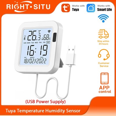 Temperatur Luftfeuchtigkeit Sensor WiFi Smart Thermometer LCD Display Fernbedienung   