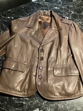 Veste Femme Cuir Agneau Véritable TBE Julie Guerlande Taille 44, Marron Clair