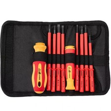 10 Piece VDE Insulated Electrician Interchangeable head Screwdriver Set & Pouch