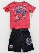 carter's boys spiderman short set size 4 short sleeve shirt red
