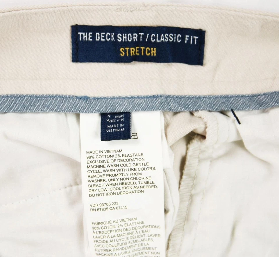 Bermuda Nautica Masculina Deck Shorts 36 Ajuste Clássico Zíper Frontal Plano Bege Mosca $59 NOVO - Imagem 4 de 4