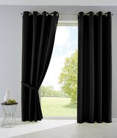 2 X VorhäNge Blickdicht LichtdurchläSsig Gardinen ÖSen Hxb 245X140 Cm Schwarz