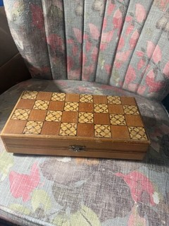 Vintage Wooden Folding Chess Board With Storage 12 X 12