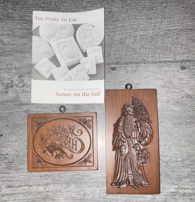#ad House on the Hill Too Pretty To Eat 2pc Wooden Chocolate Molds Santa Xmas M11303 $50.00