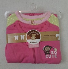 2 Pack Child of Mine by Carters Sleep Play Zipper Footed PJ Pajamas 0-3 Months