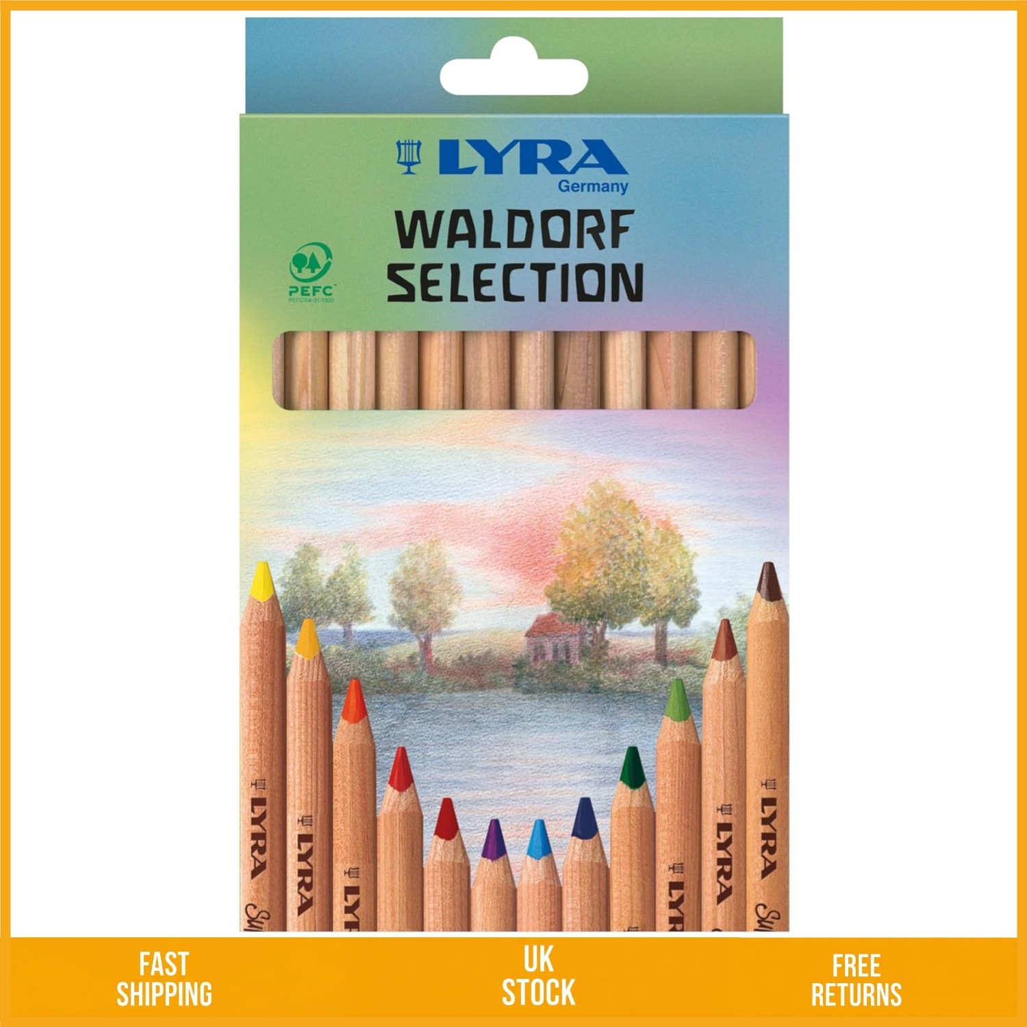 Vibrant Triangular Chunky Wooden Coloured Pencils 6.3mm Lead 12 Assorted Pks