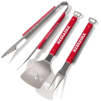 NCAA BBQ Set 3 Piece Stainless Steel Nebraska Cornhuskers YouTheFan Classic