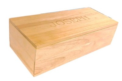 Lillian Vernon Monogramed ( JOSEPH ) Malaysian Oak / Para-Wood Storage Gift Box 