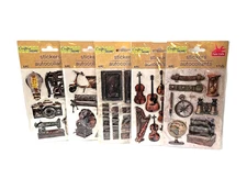 New Puffy Stickers Variety Pack Steampunk Scrapbooking Crafting Lot Of 5