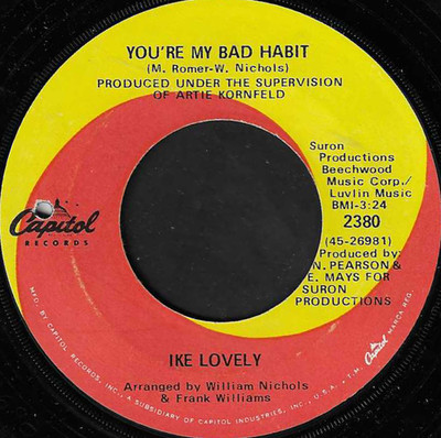 IKE LOVELY - YOU'RE MY BAD HABIT (Capitol) US RARE SOUL 45 VG+