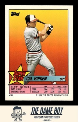 1989 Topps Stickers Super Star Backs #11 Cal Ripken Baltimore Orioles