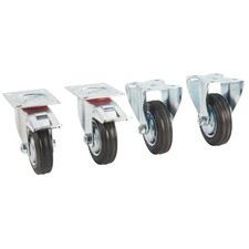 Klutch 4in. Swivel Casters And Rigid Casters With Brakes 4-pk. 650-lb.