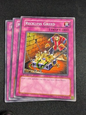 Yugioh - 3x Reckless Greed SD8-EN033 1st Common MP