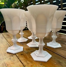 RARE! Mario Luca Giusti Set of 6 Victoria Albert Acrylic Goblets WHITE