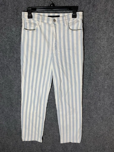 J BRAND Jules Striped High Rise Straight leg Jeans Size 28 Blue White Striped - Picture 7 of 23