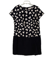 LOFT Black Butterfly Print Short Sleeve Shift Dress NEW Size 14