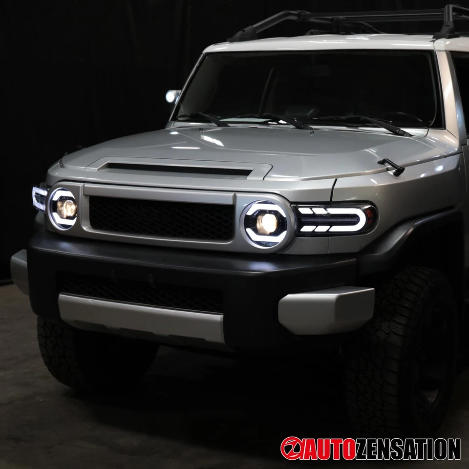 Fit 2007-2014 Toyota FJ Cruiser Black Projector Headlights LED Sequential Signal Foto 2 de 4