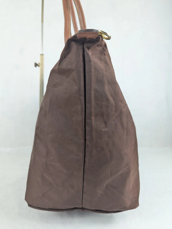 Bolsa Longchamp Le Pliage Marrom – Autêntica Bolsa Tote de Nylon, Usada Uma Vez, Limpa! - Imagem 4 de 4
