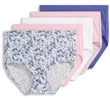 Jockey Set of 5 Elance Breathe Cotton Briefs Size 9 A516105 Purple Floral 12785