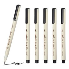 Fineliner Colored Pens, 6 Pcs Black Felt Brush Tip Fineliner Marker