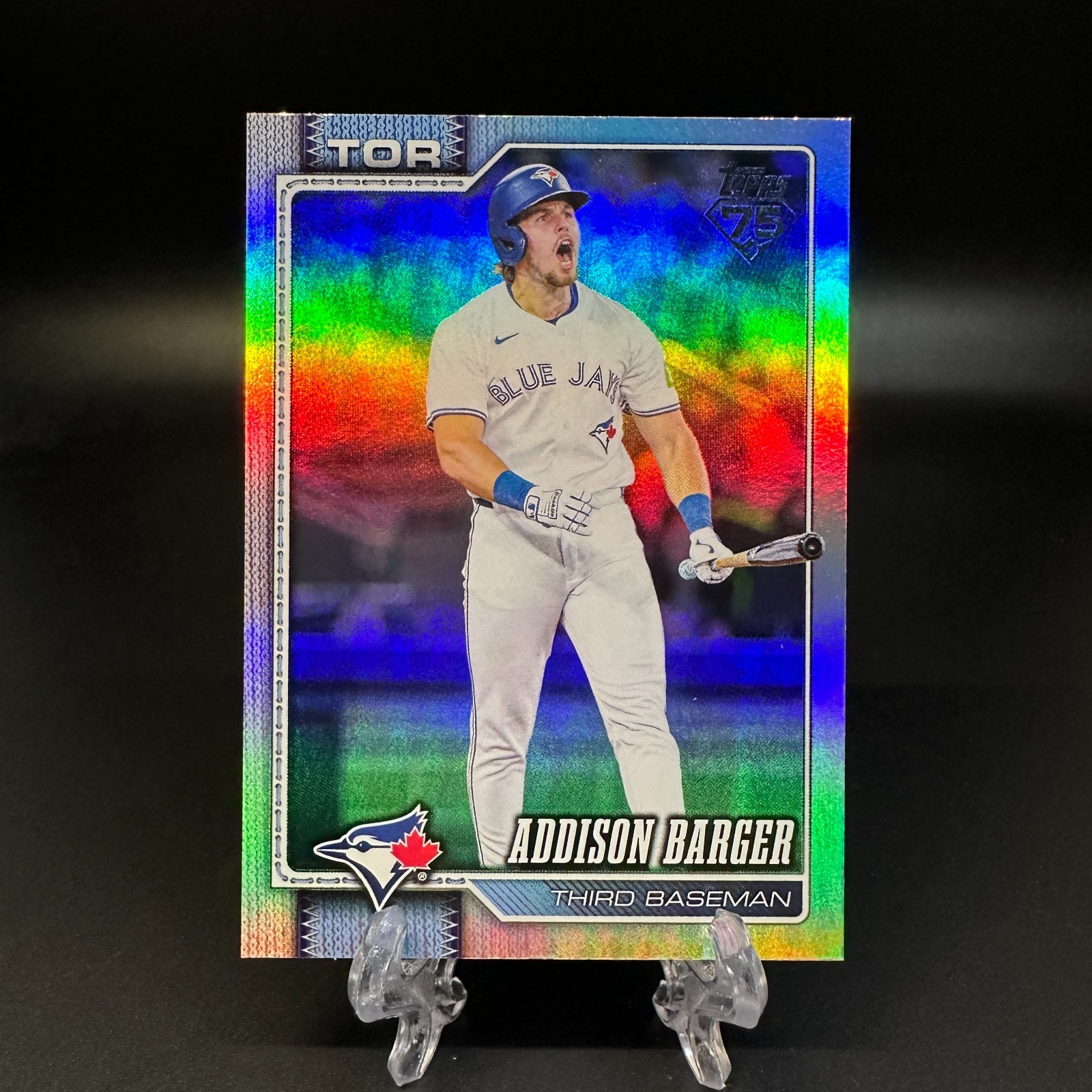 2026 Topps Series 1 Addison Barger #241 Rainbow Foil Blue Jays