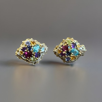 michael valitutti earrings Multi Gemstone 925 Lever Back NH