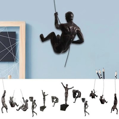 Wohnzimmer handgefertigt Wandbild Statue Skulptur kletternder Mann Harz