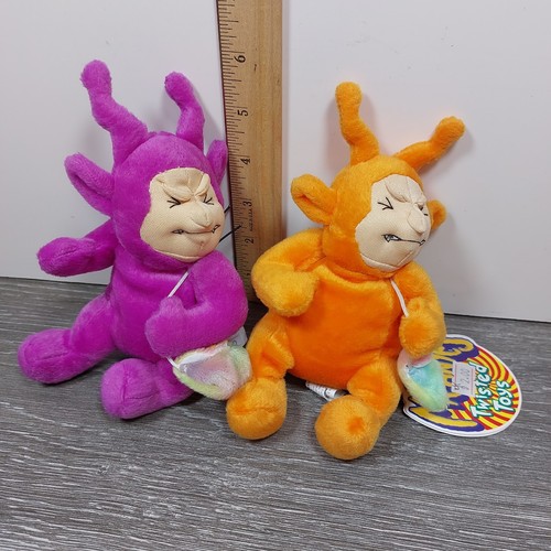 NWT Pair Vintage '99 Teletushy Meanies Babies - Twisted Toys Limited Edition