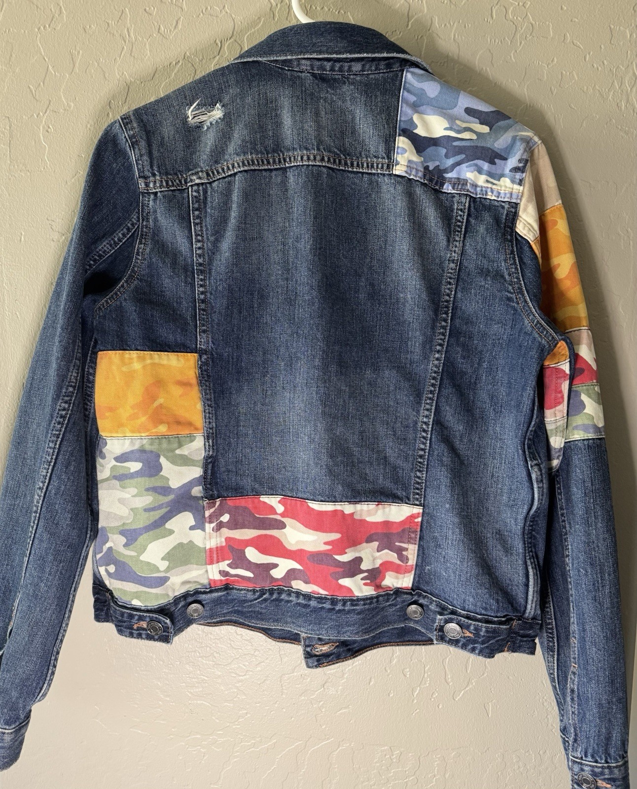 Gap Denim  Jean Jacket Patchwork Womens Medium Bu… - image 6