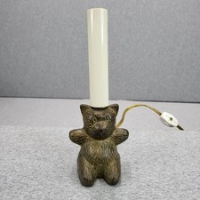 Vintage Brass Electric Candle Nightlight Teddy Bear Approx 8  Nursery Lamp Works
