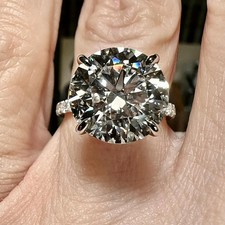 5CT Round Cut Real Moissanite Solitaire Engagement Ring – 14K White Gold Plated