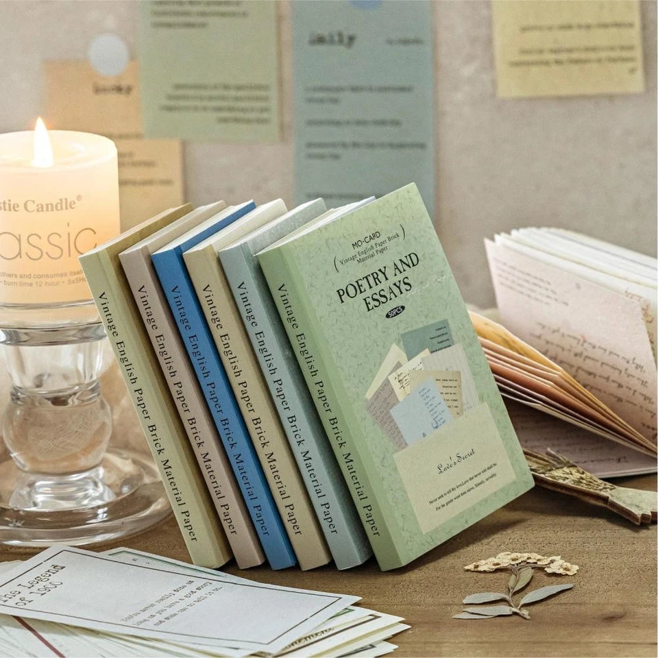 50Pcs Vintage Poetry Words Scrapbook Paper Junk Journal Planner Decorative Craft - Image 3 of 4